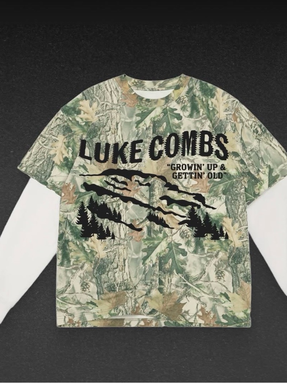 Luke Combs Camo Graphic Long Sleeve Tee - Green/ Men’s Small / NWOT